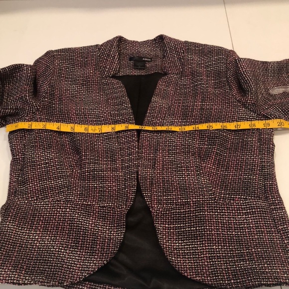 AQUA Black White Pink Tweed Cropped Jacket Open Front 3/4 sleeve Medium EUC - Picture 5 of 15